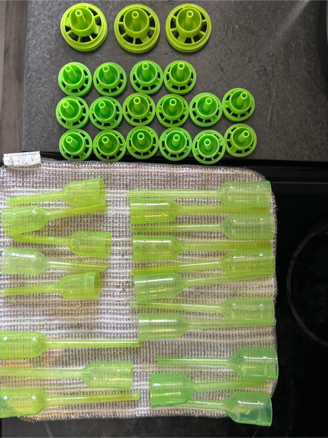 Green Plastic Bottle Caps and Spouts