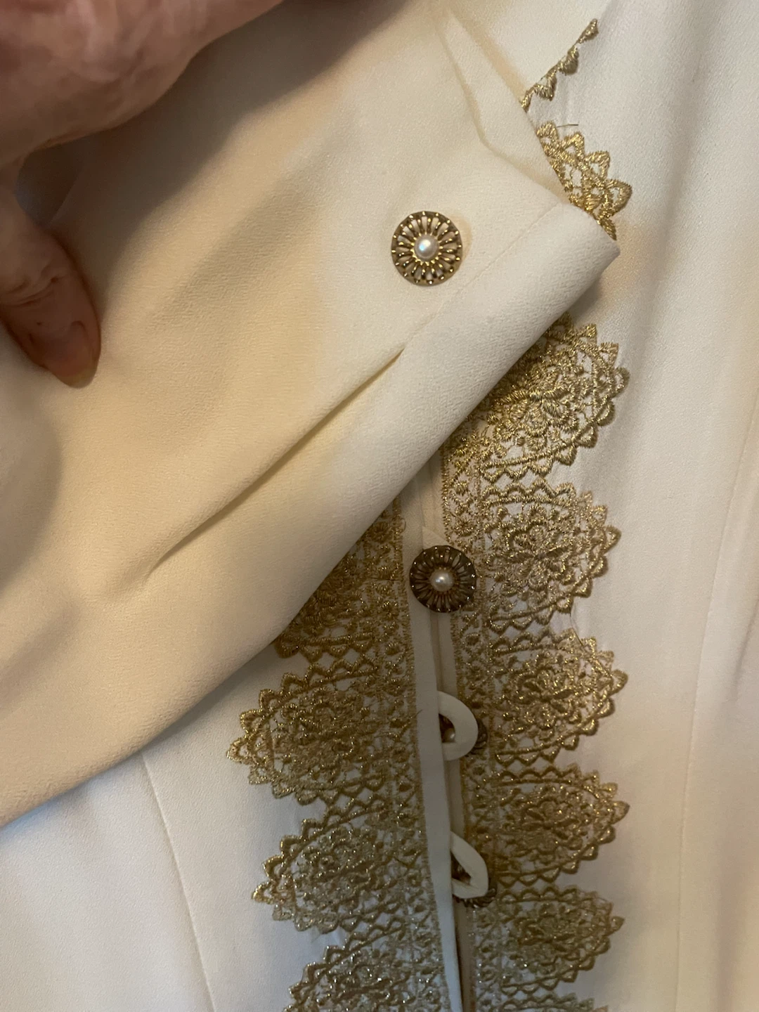 K Studio Women's Cream Embroidered Jacket and Skirt Set - photo 3