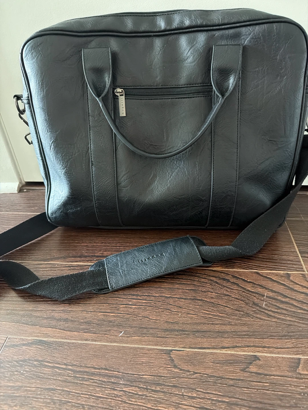 Bugatti Black Faux Leather Briefcase Bag