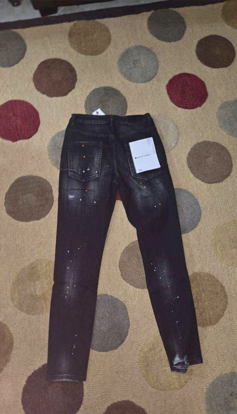Purple Brand Black Paint Splatter Jeans