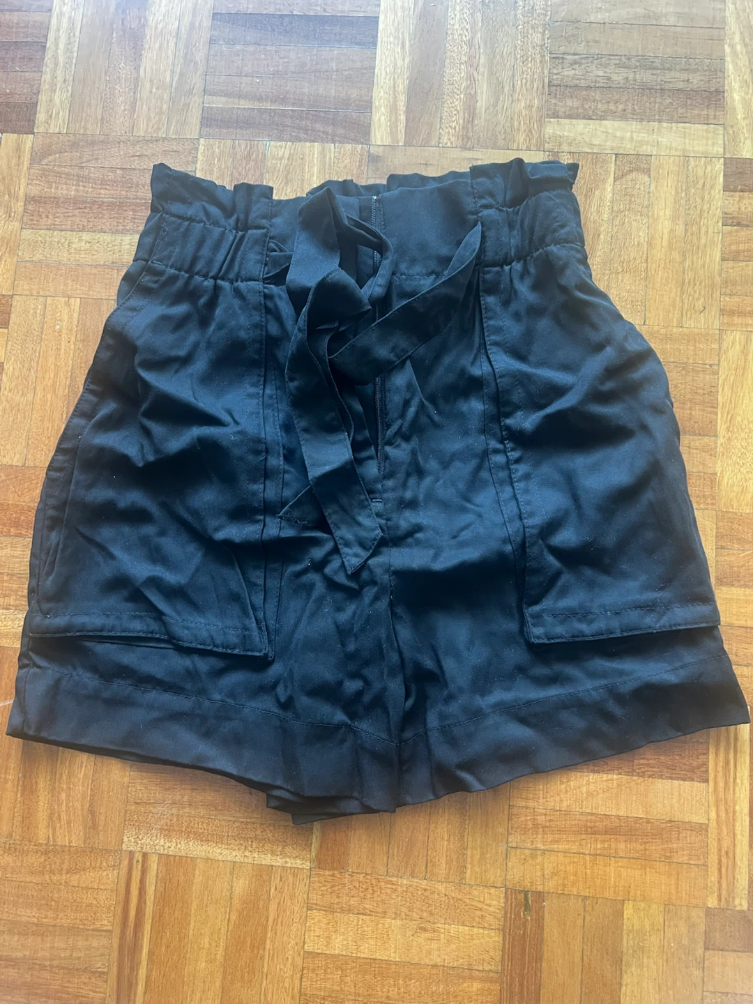 H&M Black Tie-High Waist Shorts - photo 3