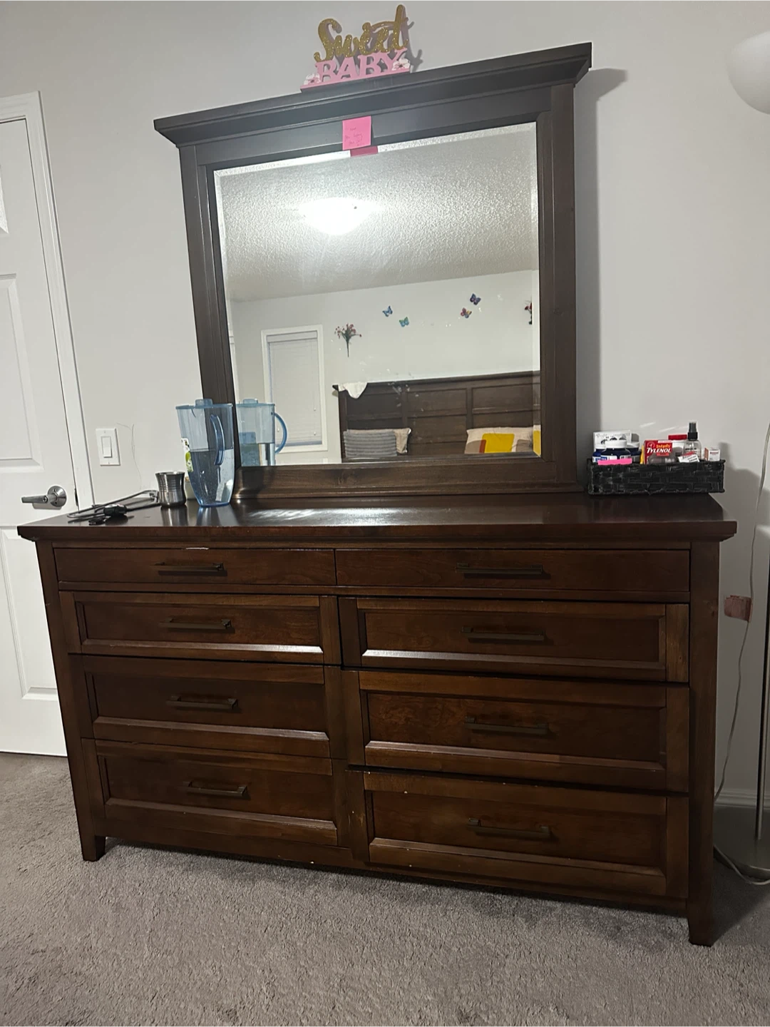 Wooden Dresser with Mirror