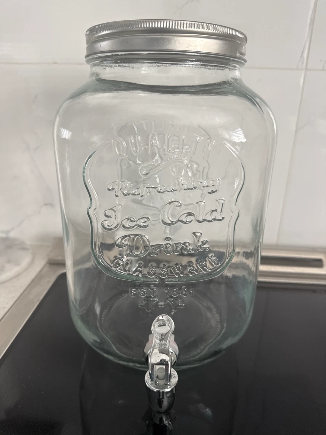 Glass Drink Dispenser with Tap