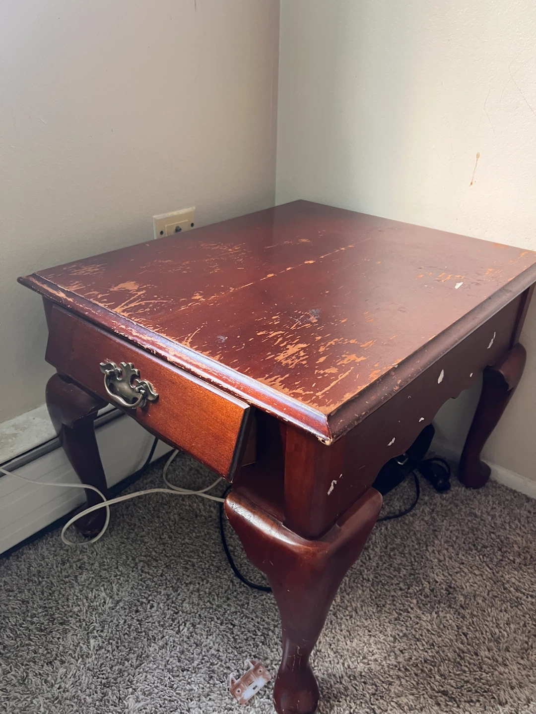 Wooden End Table with Drawer