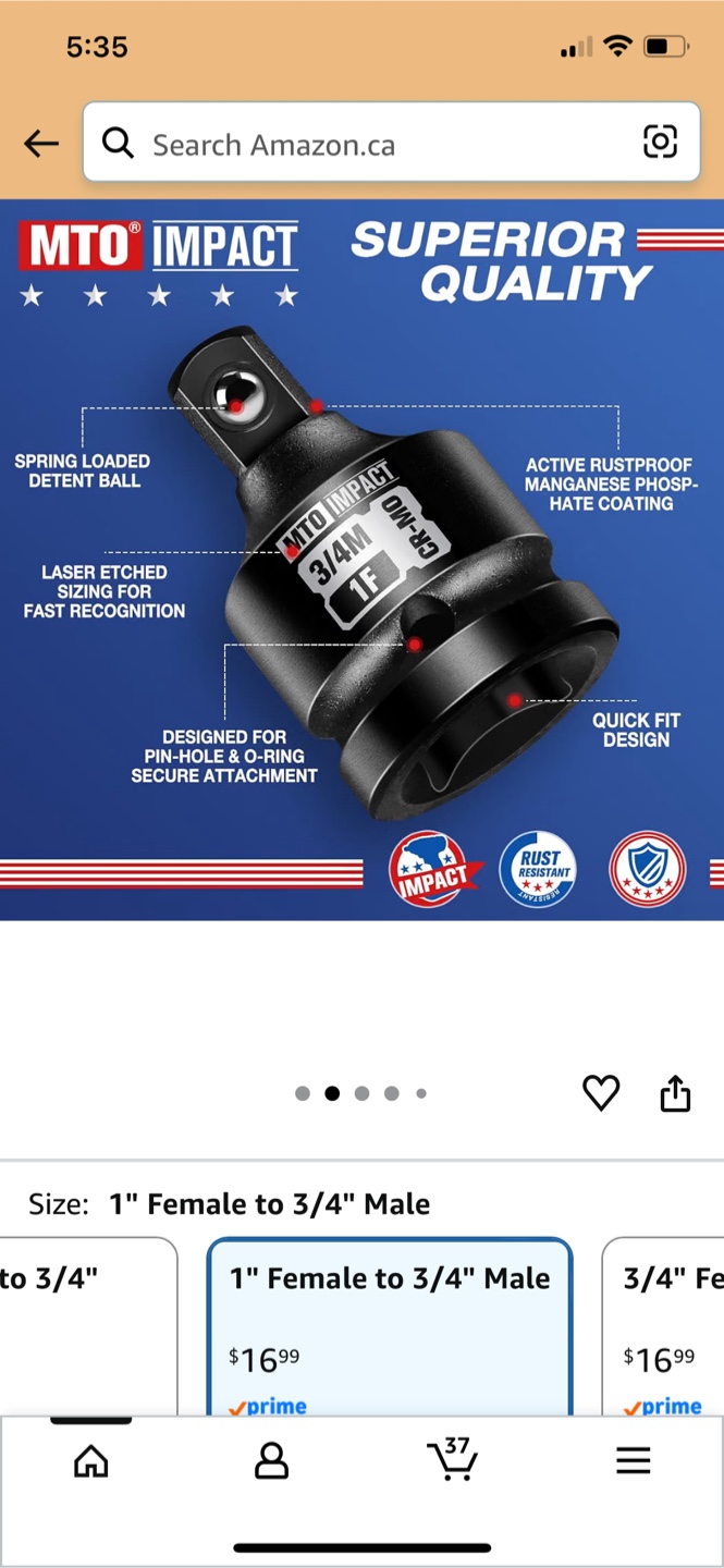 MTO Impact Socket Adapter 1" Female to 3/4" Male - photo 2
