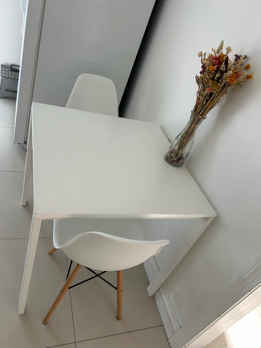 White Square Dining Table with 3 Chairs - photo 3