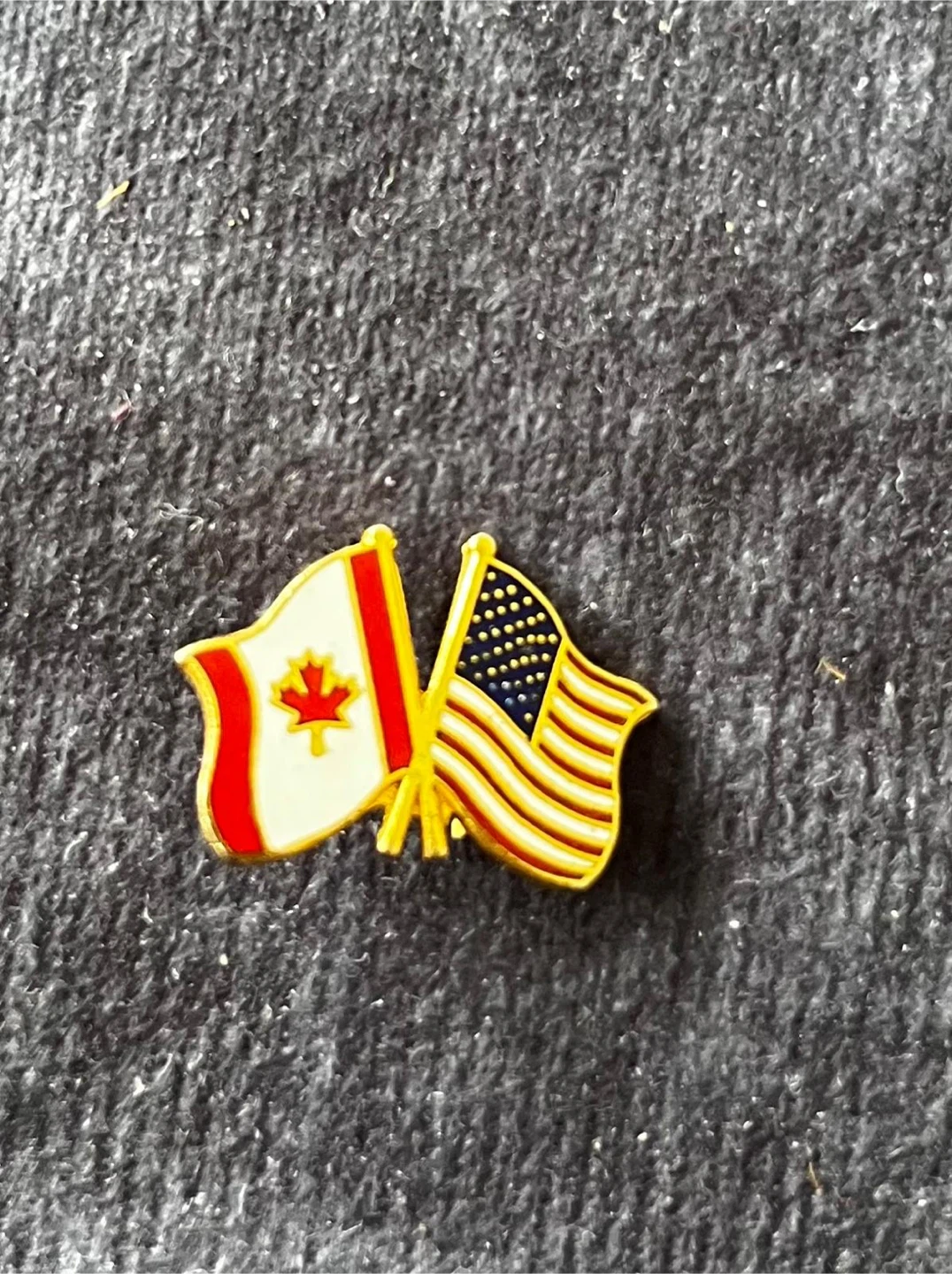Vintage Canadian and American Flag Lapel Pin