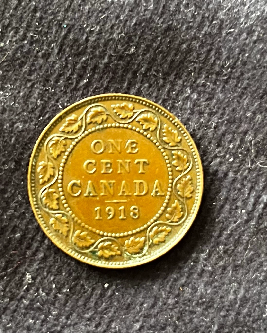 Canadian 1918 One Cent Coin - photo 2