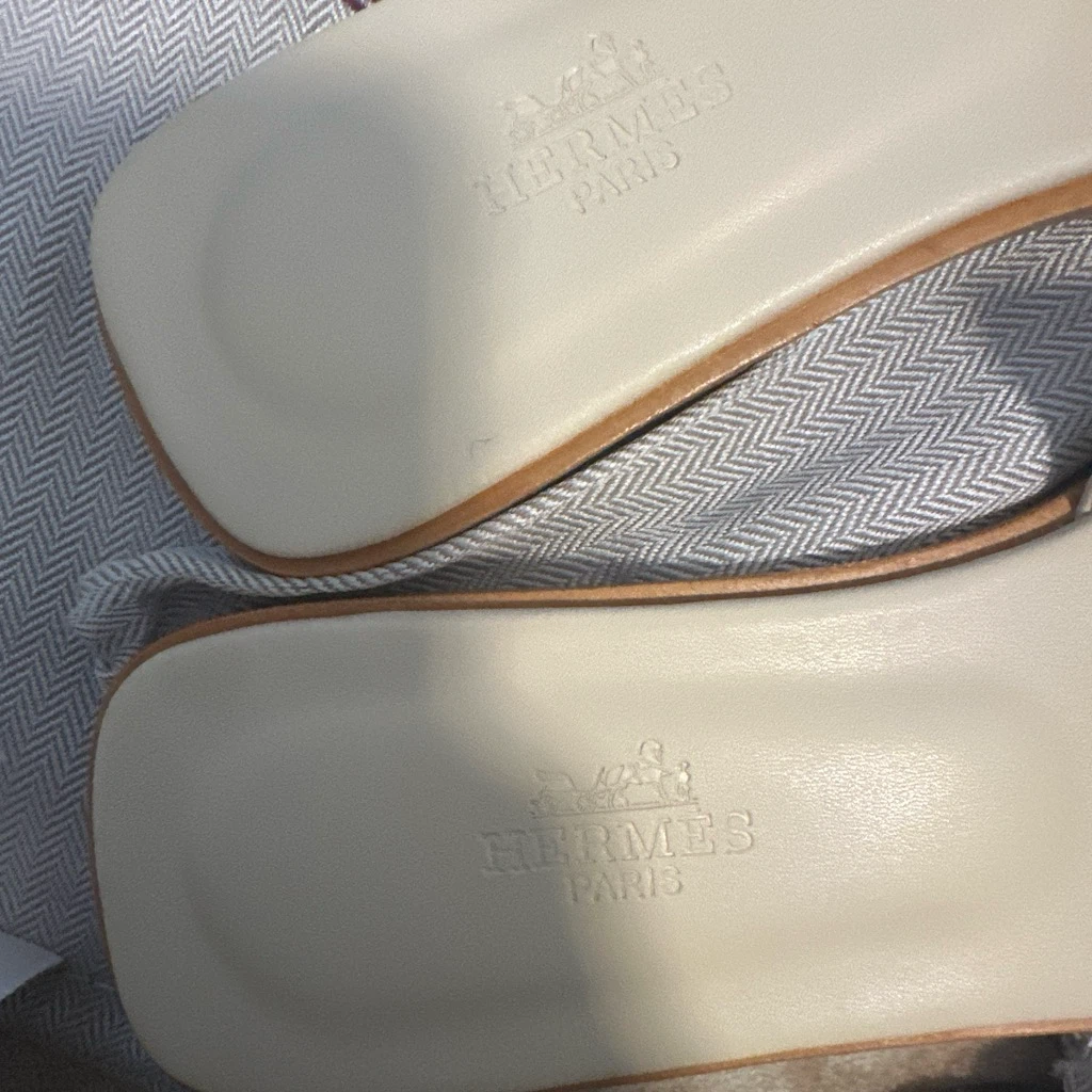 Hermès White Leather Slide Sandals - photo 3