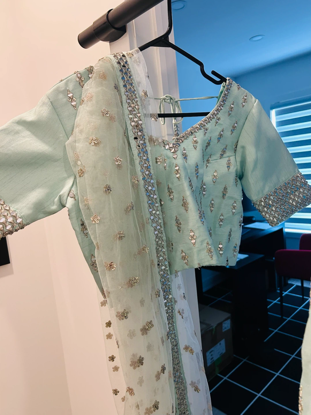 Mint Green Embroidered Lehenga Choli with Dupatta - photo 2
