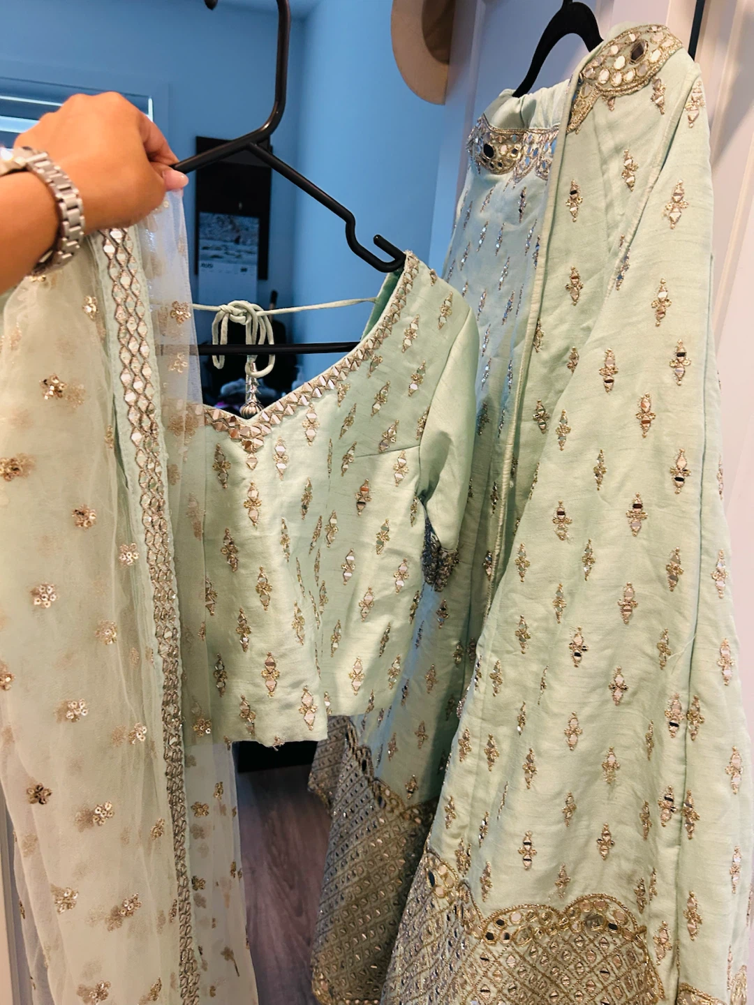 Mint Green Embroidered Lehenga Choli with Dupatta - photo 4