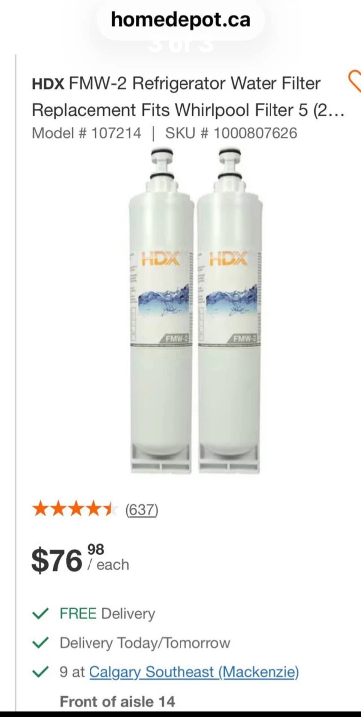 HDX FMW-2 Refrigerator Water Filter Replacement (2-Pack) - photo 3