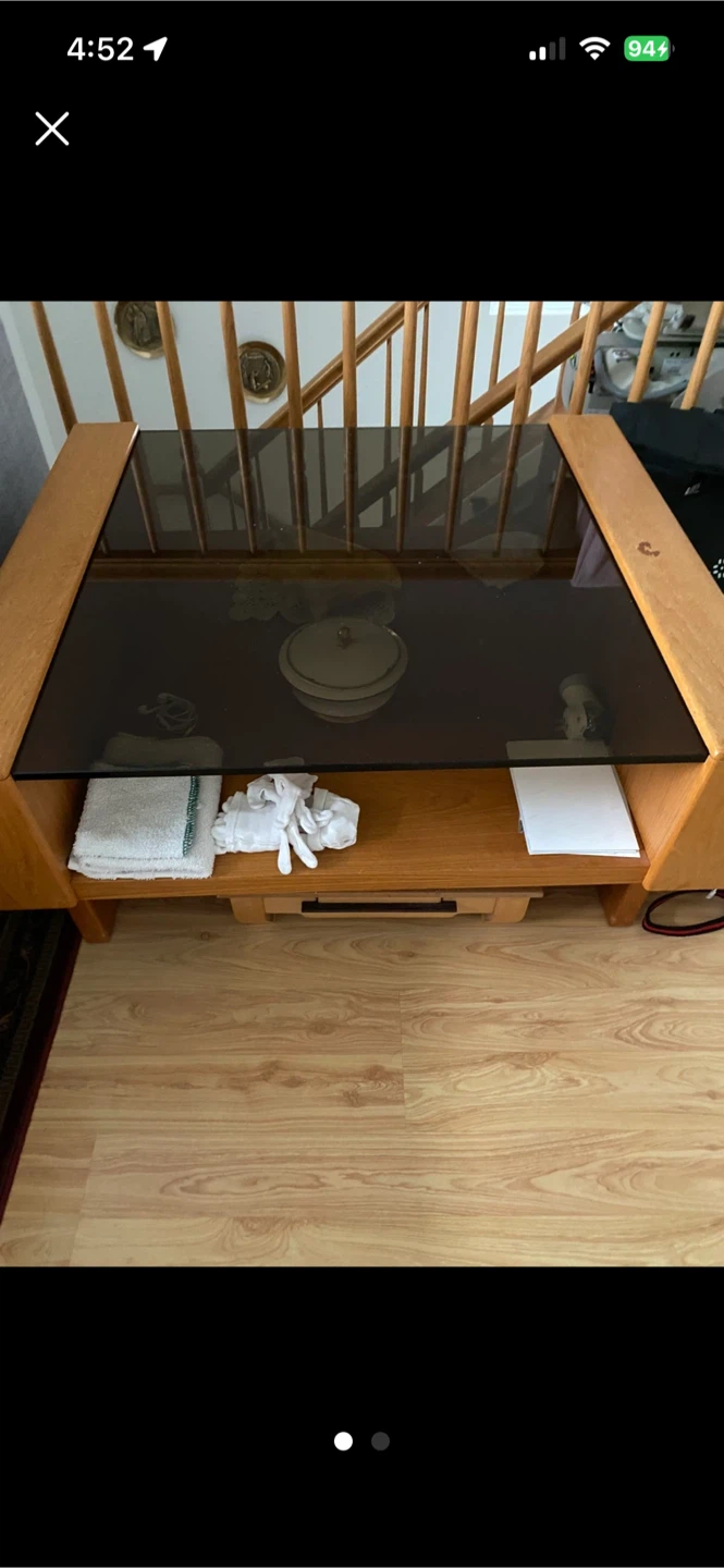 Teak Wood Coffee Table with Glass Top