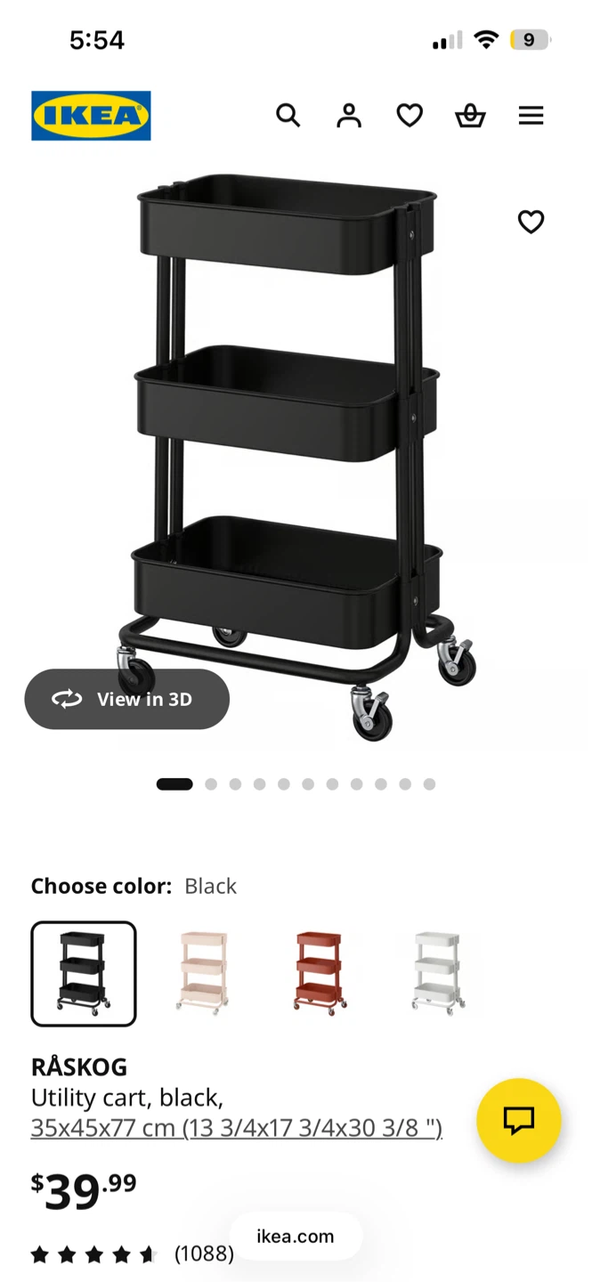 IKEA RASKOG Utility Cart - Black