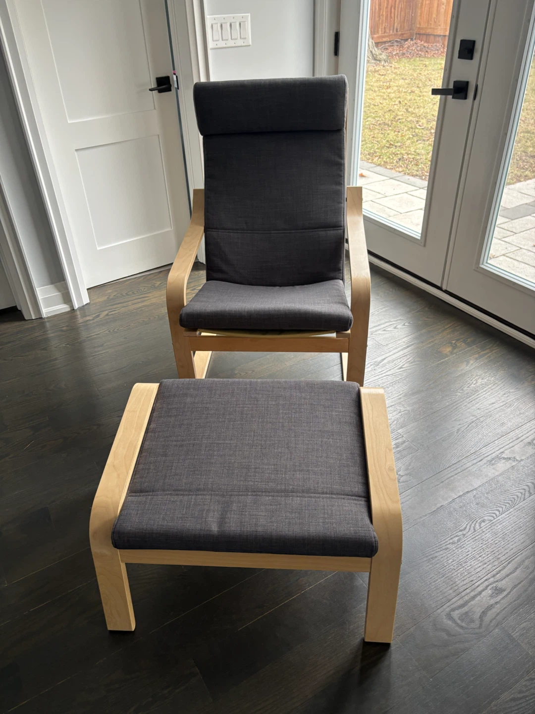 IKEA Poäng Armchair with Ottoman - Grey