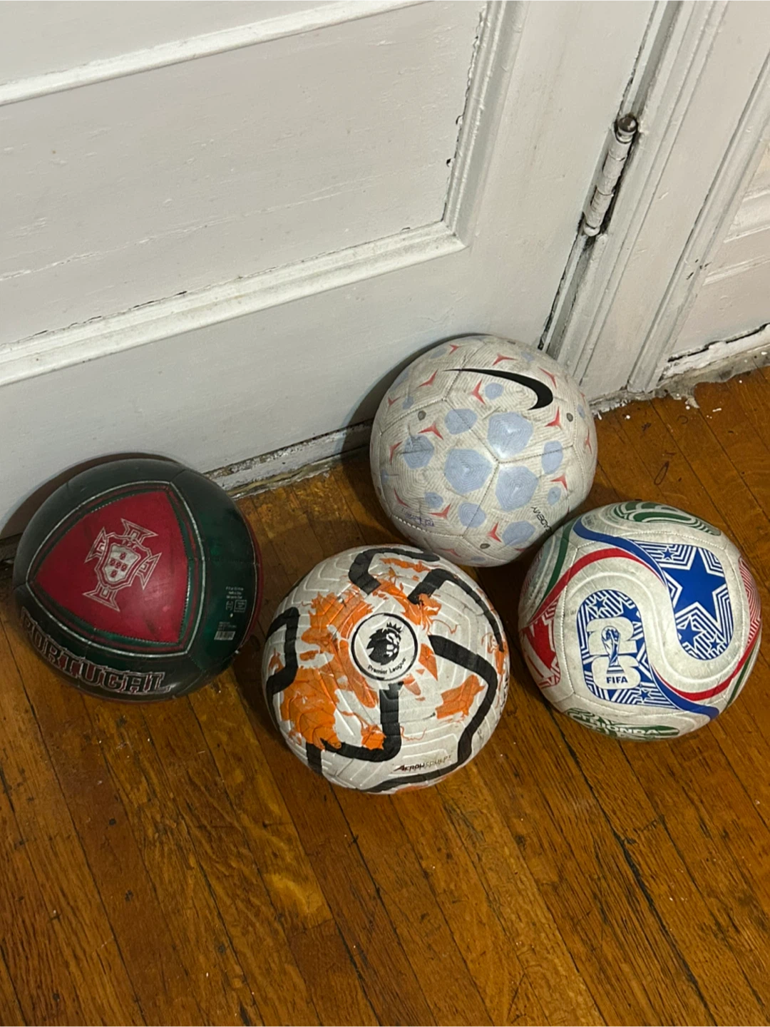 Collection of 4 Soccer Balls: Premier League, Portugal, FIFA