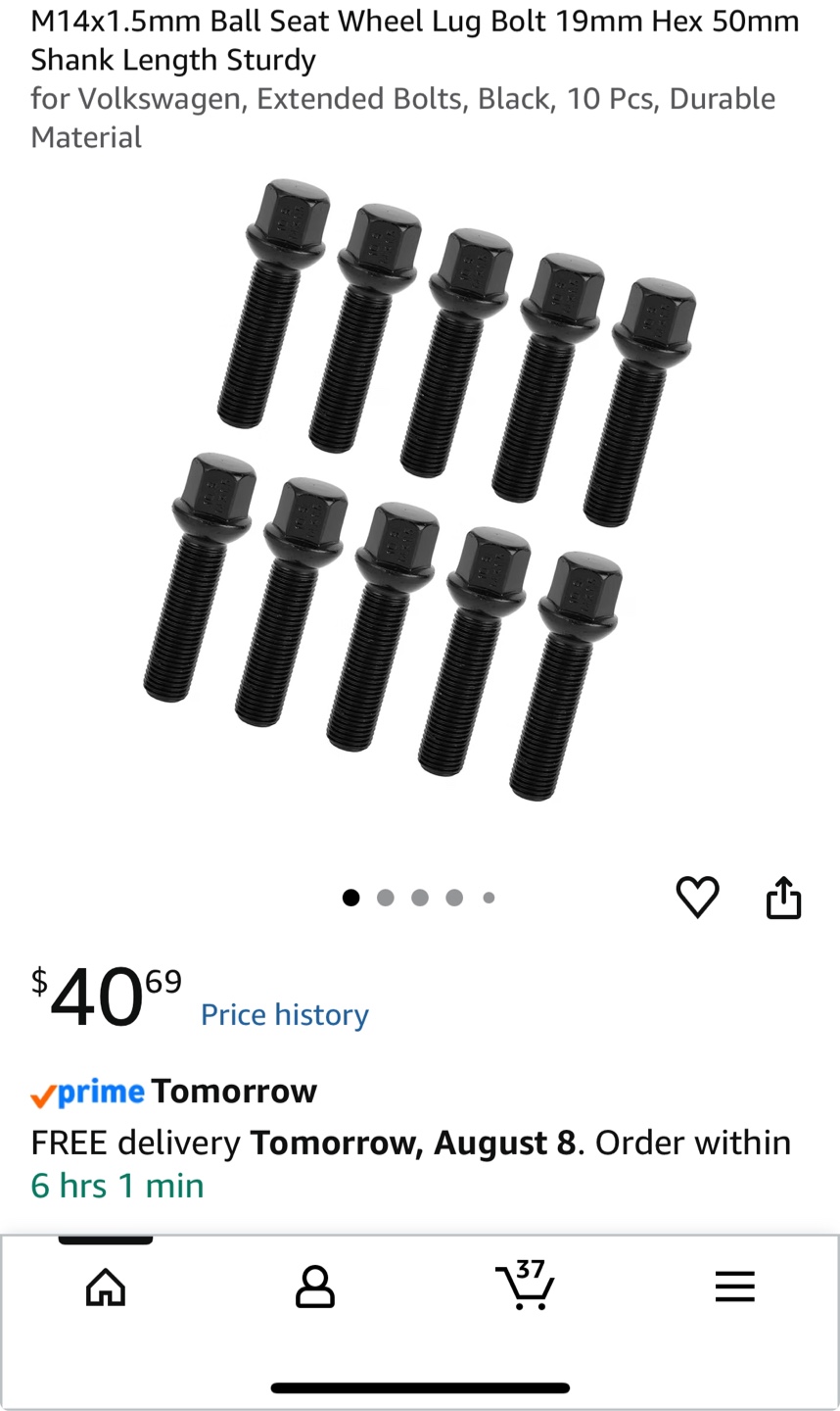 M14x1.5 Ball Seat Wheel Lug Bolts - 10 Pcs
