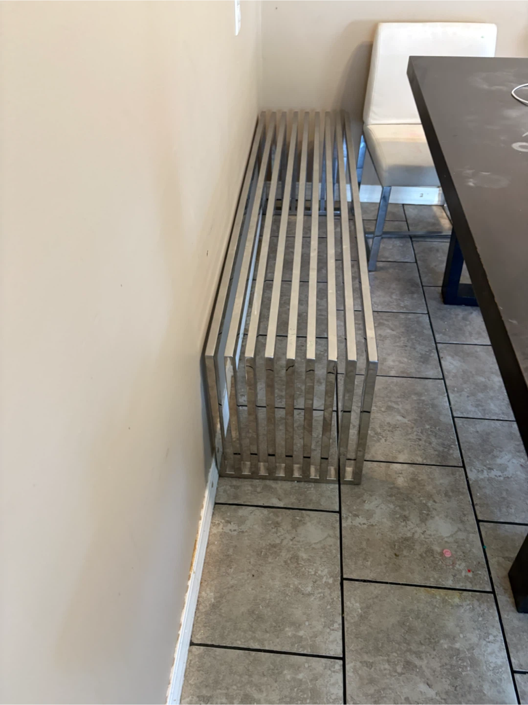 Kitchen table Modern Silver Slat Bench - photo 2