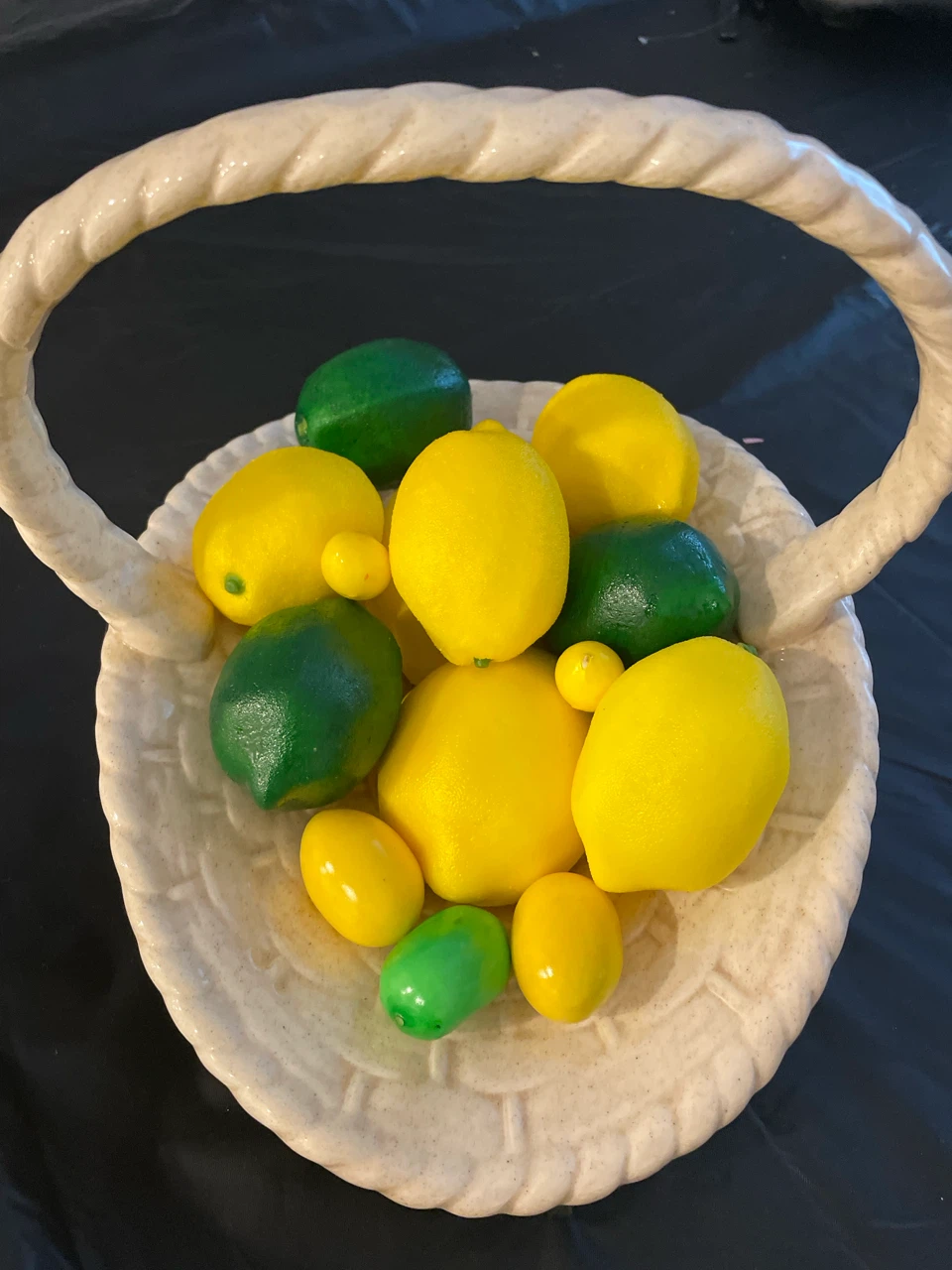 Ceramic Fruit Basket with Faux Lemons and Limes