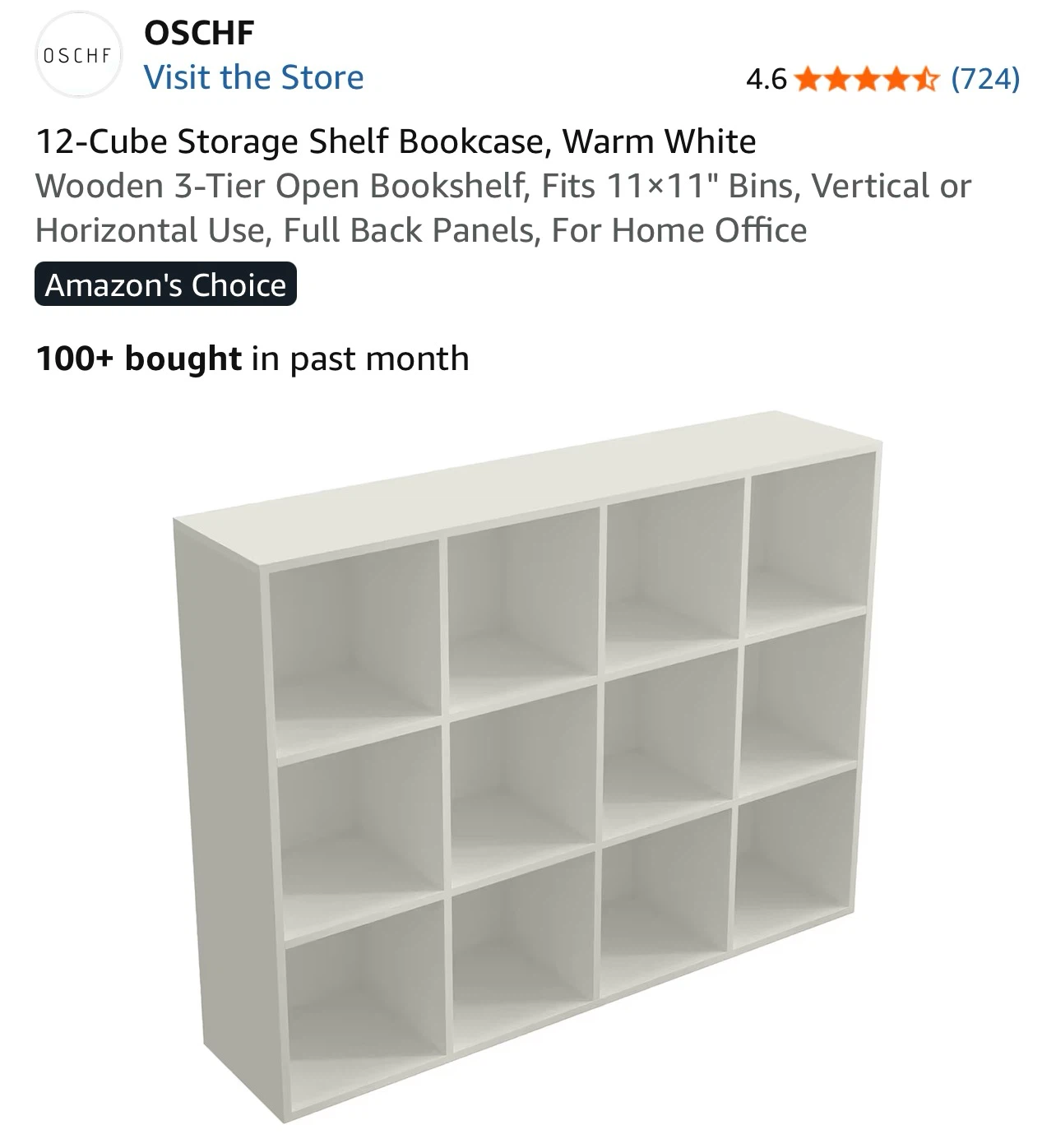OSCHF 12-Cube Storage Shelf Bookcase - Warm White