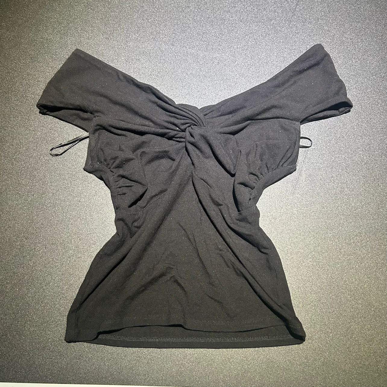 Black Twist Front Off-the-Shoulder Top