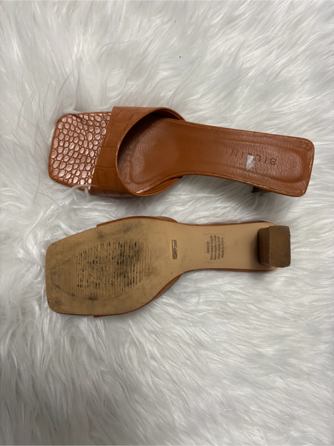 Billini Brown Croc Embossed Square Toe Heeled Slides - photo 2