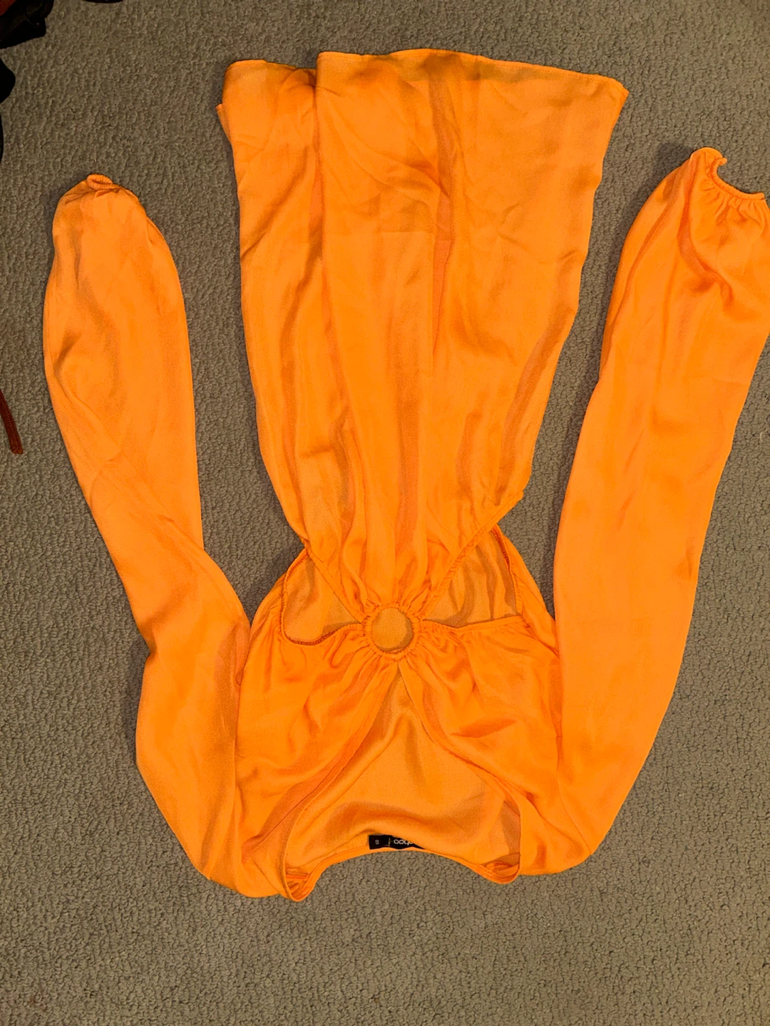 Boohoo Orange Cut-Out Ring Detail Long Sleeve Mini Dress Size S