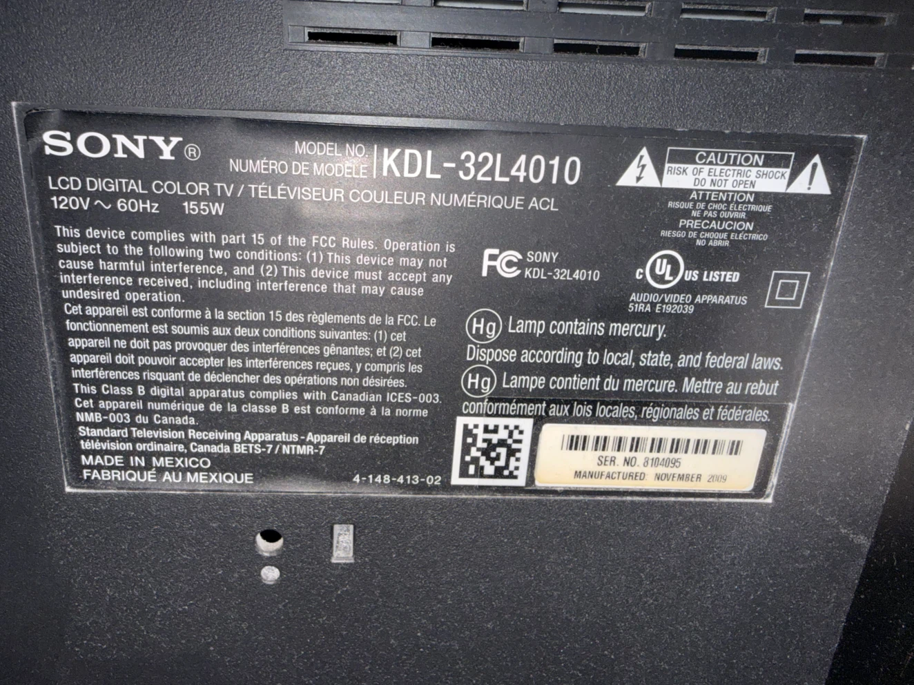 Sony KDL-32L4010 BRAVIA LCD TV - photo 4