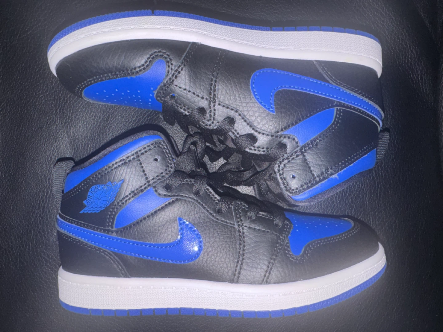 Jordan 1 Mid (PS) Black Hyper Royal-White -2019 Size 1Y