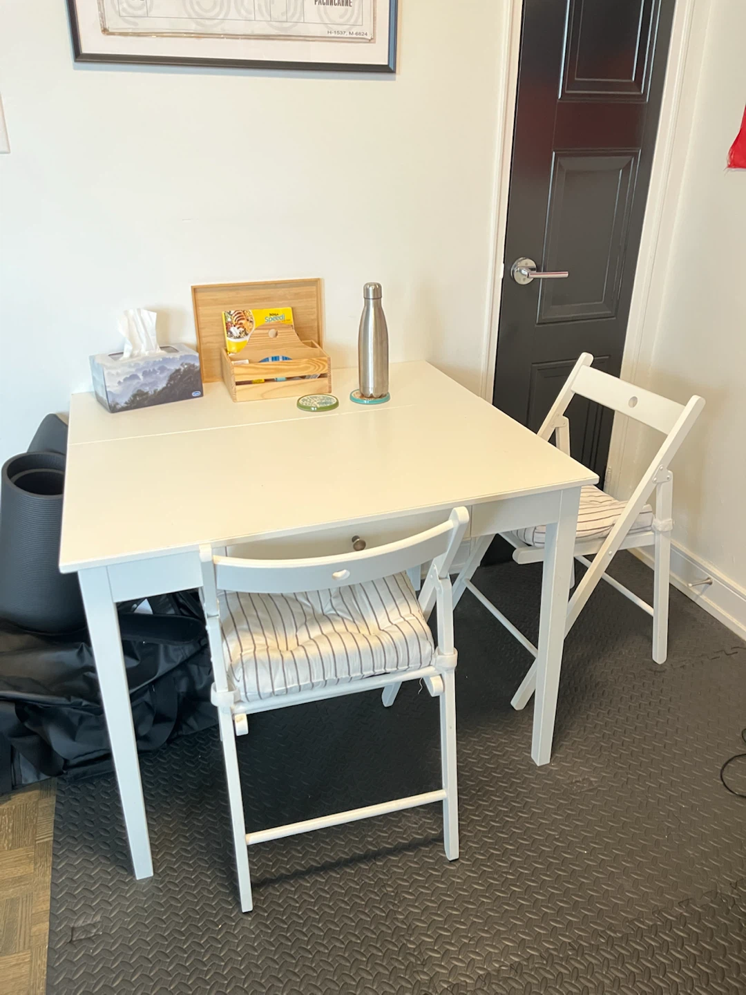 White Foldable Dining Set with 2 Chairs