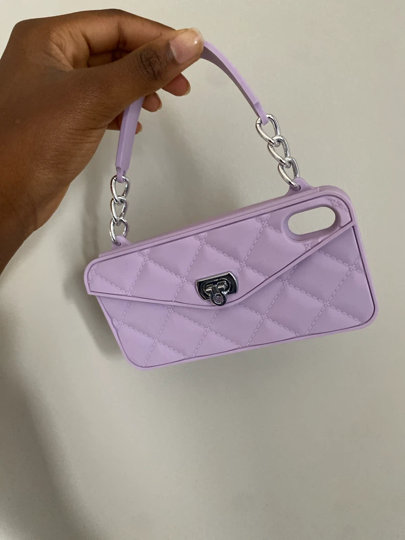 Lavender Quilted Phone Case with Chain Strap