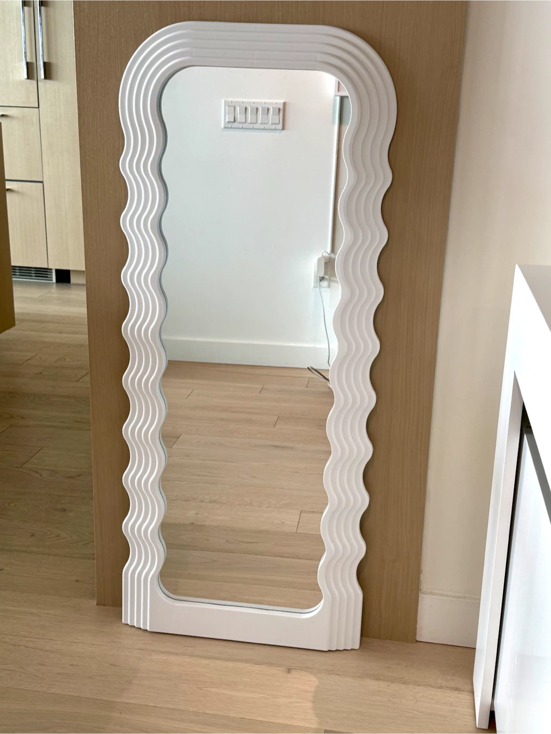 Wavy Framed Full Length Mirror - White