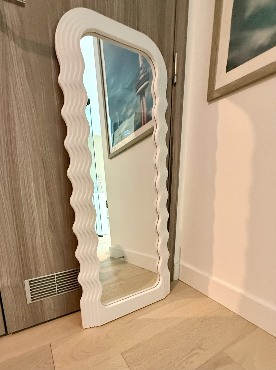 Wavy Framed Full Length Mirror - White - photo 2