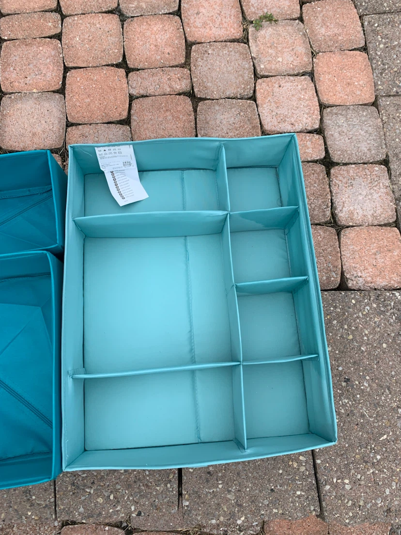 Teal Fabric Drawer Organizer with Compartments