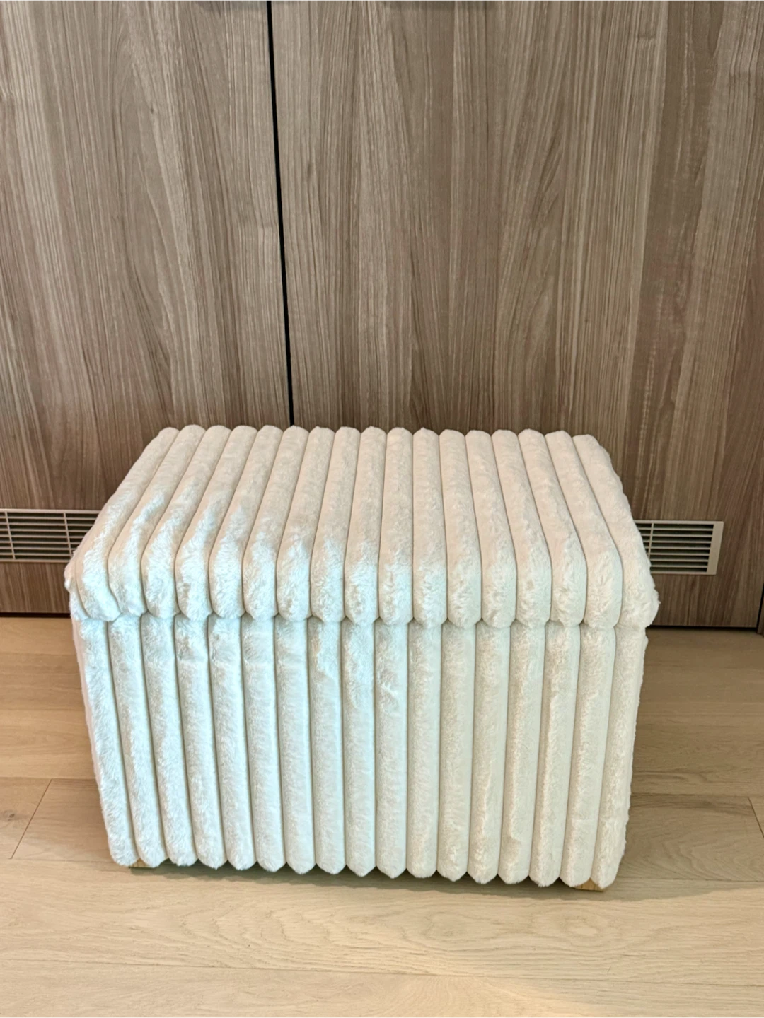 White Faux Fur Storage Ottoman