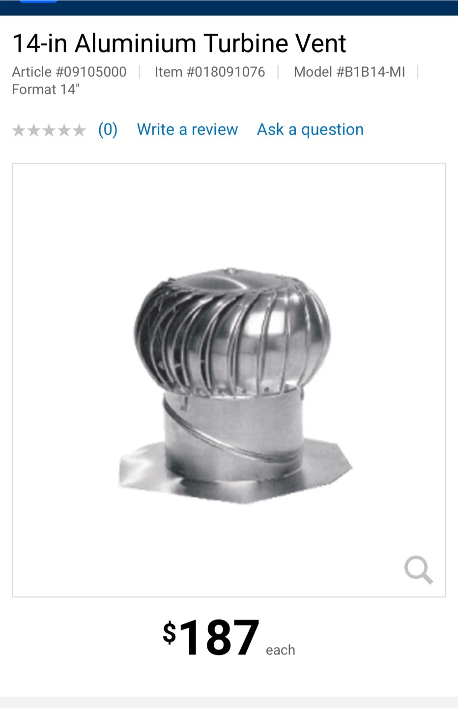 14-inch Aluminium Roof Turbine Vent - photo 4