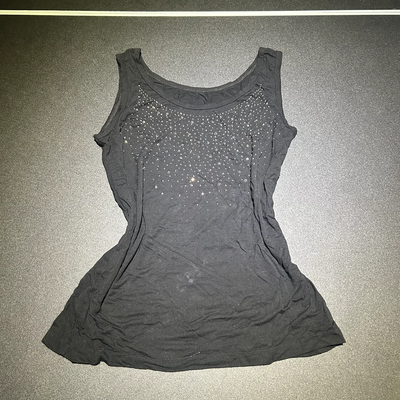 Black Tank Top with Rhinestones