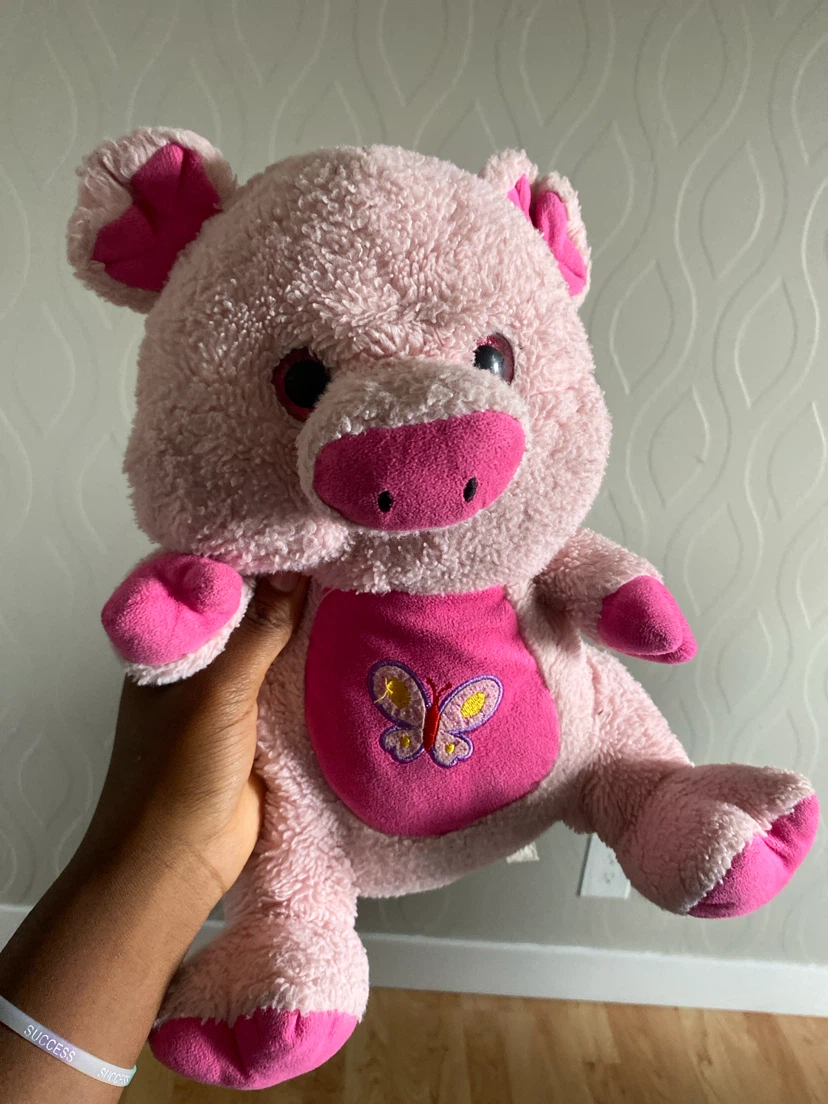 Pink Plush Pig Stuffed Animal Toy with Butterfly