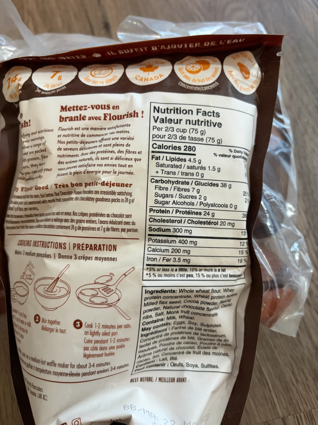 Flourish Protein Chocolate Pancake & Waffle Mix 24g - photo 3