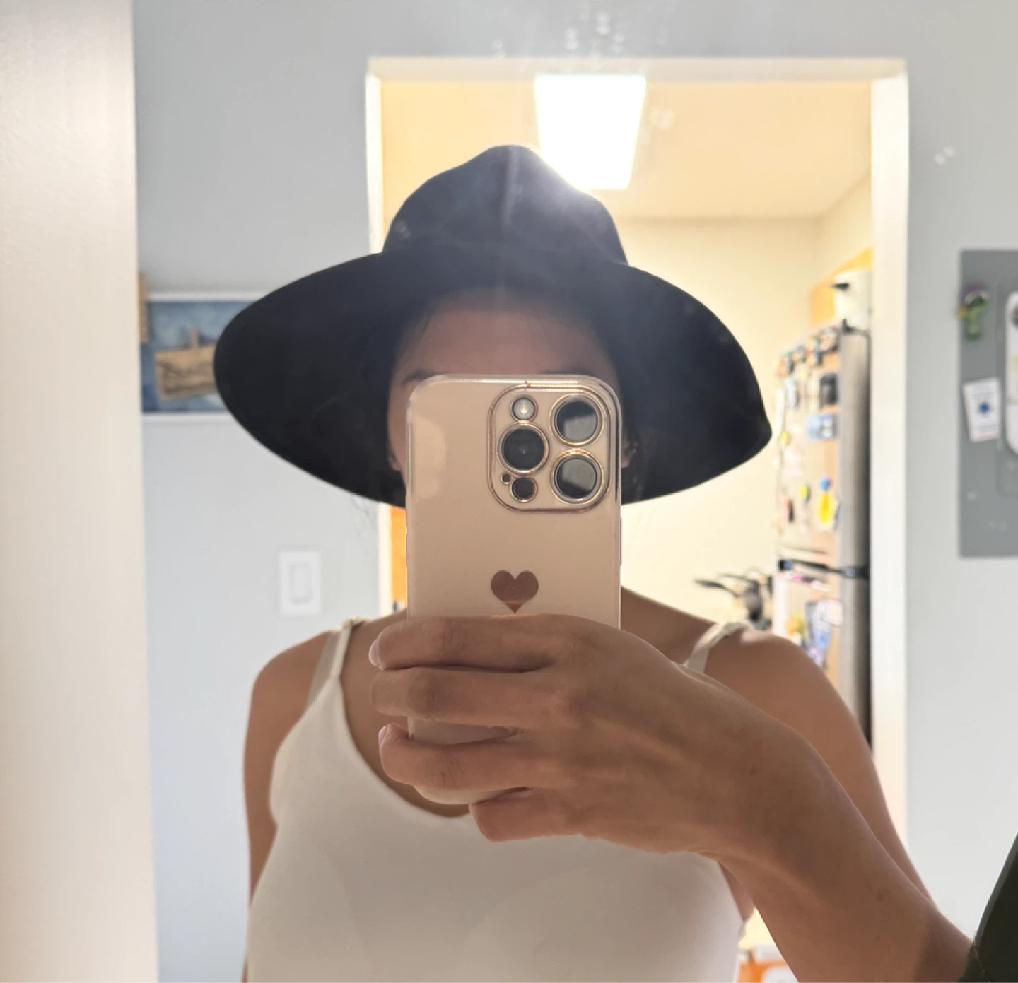 Black wide-brim fedora hat (unisex) - photo 2