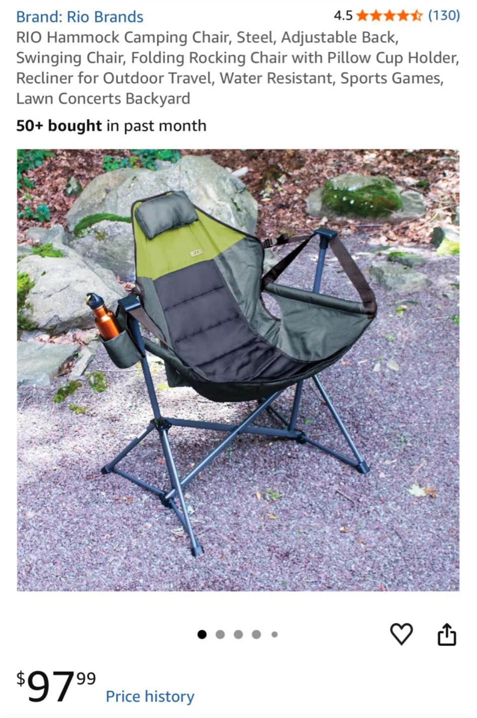 RIO Swinging Hammock Camping Chair with Footrest