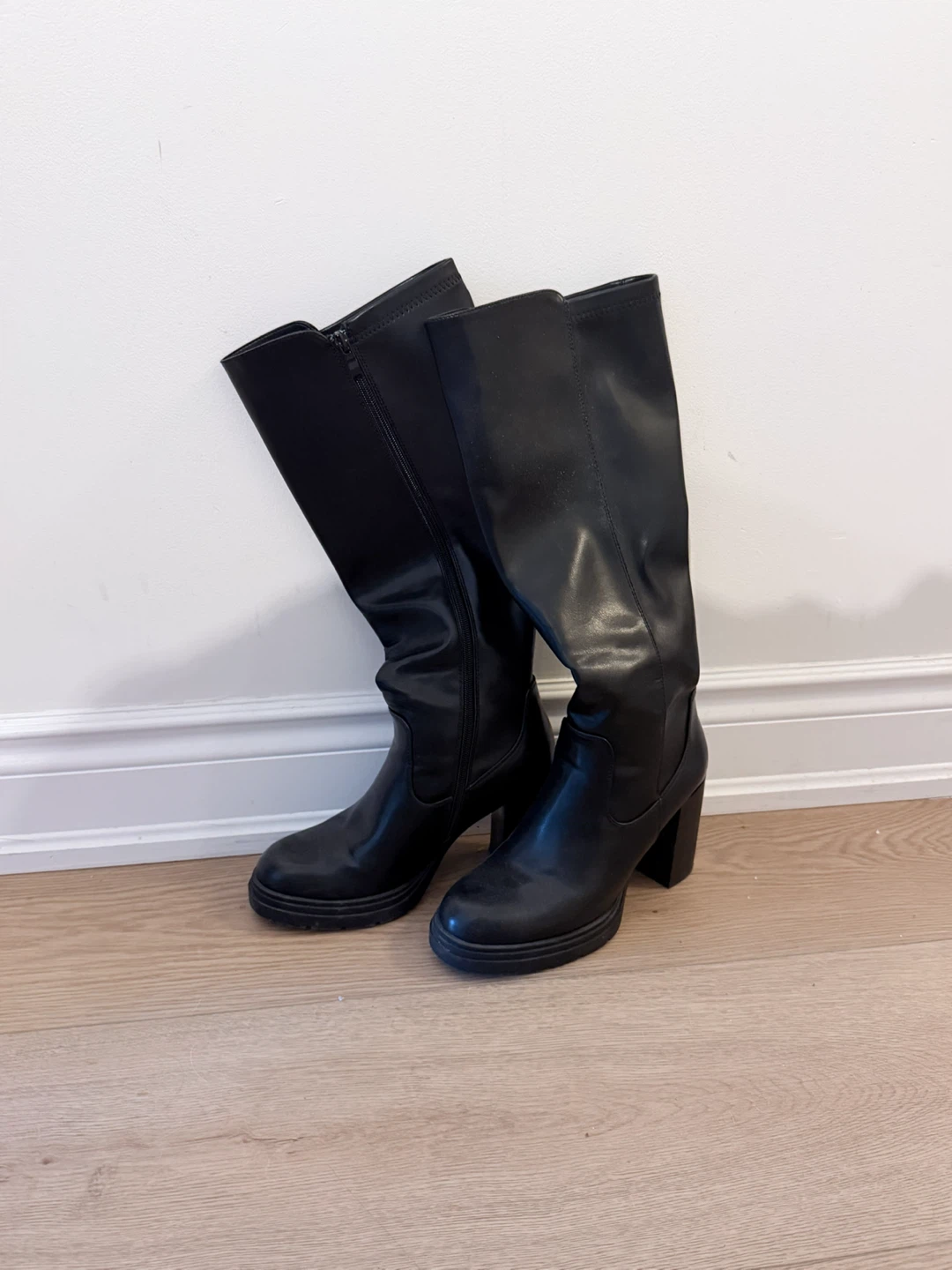 Steve Madden William Black Leather Knee-High Boots