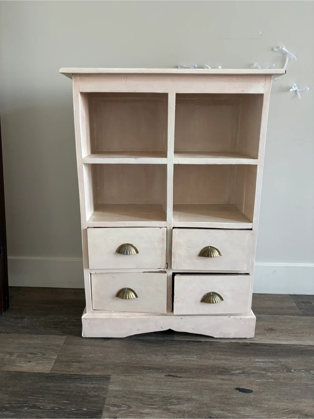 Pink Shabby Chic Shelf with 4 Drawers