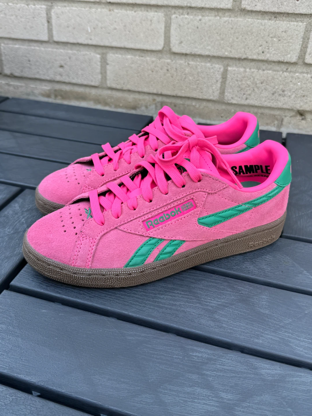 Reebok Pink Green Suede Sneakers - photo 2