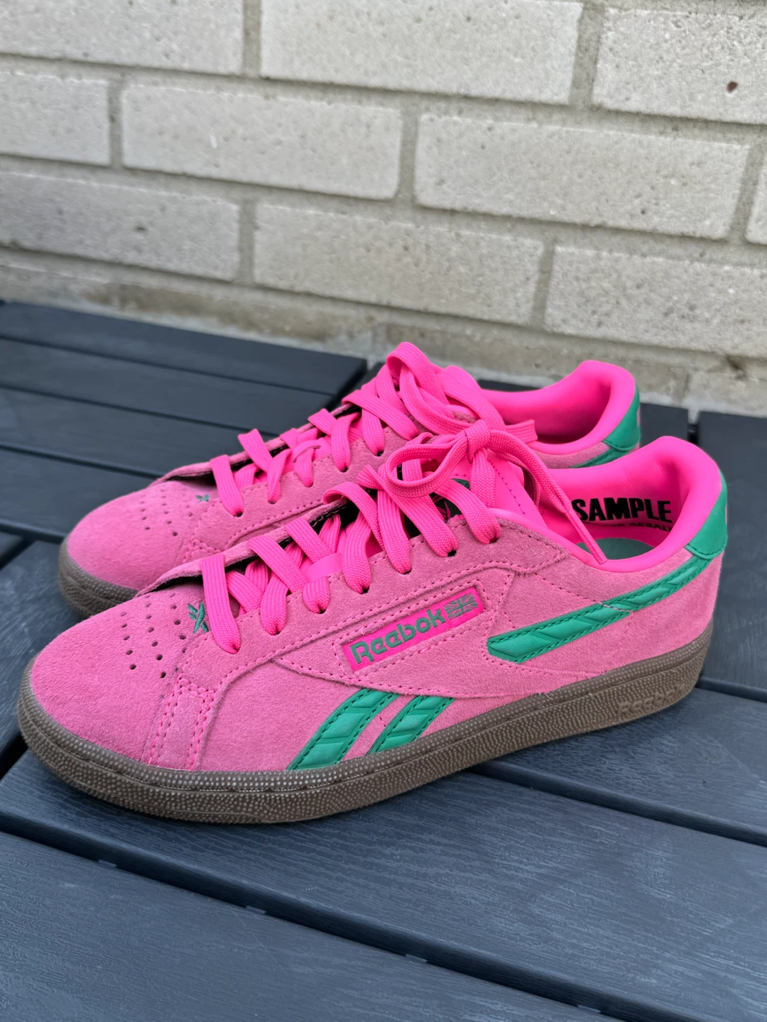 Reebok Pink Green Suede Sneakers - photo 3