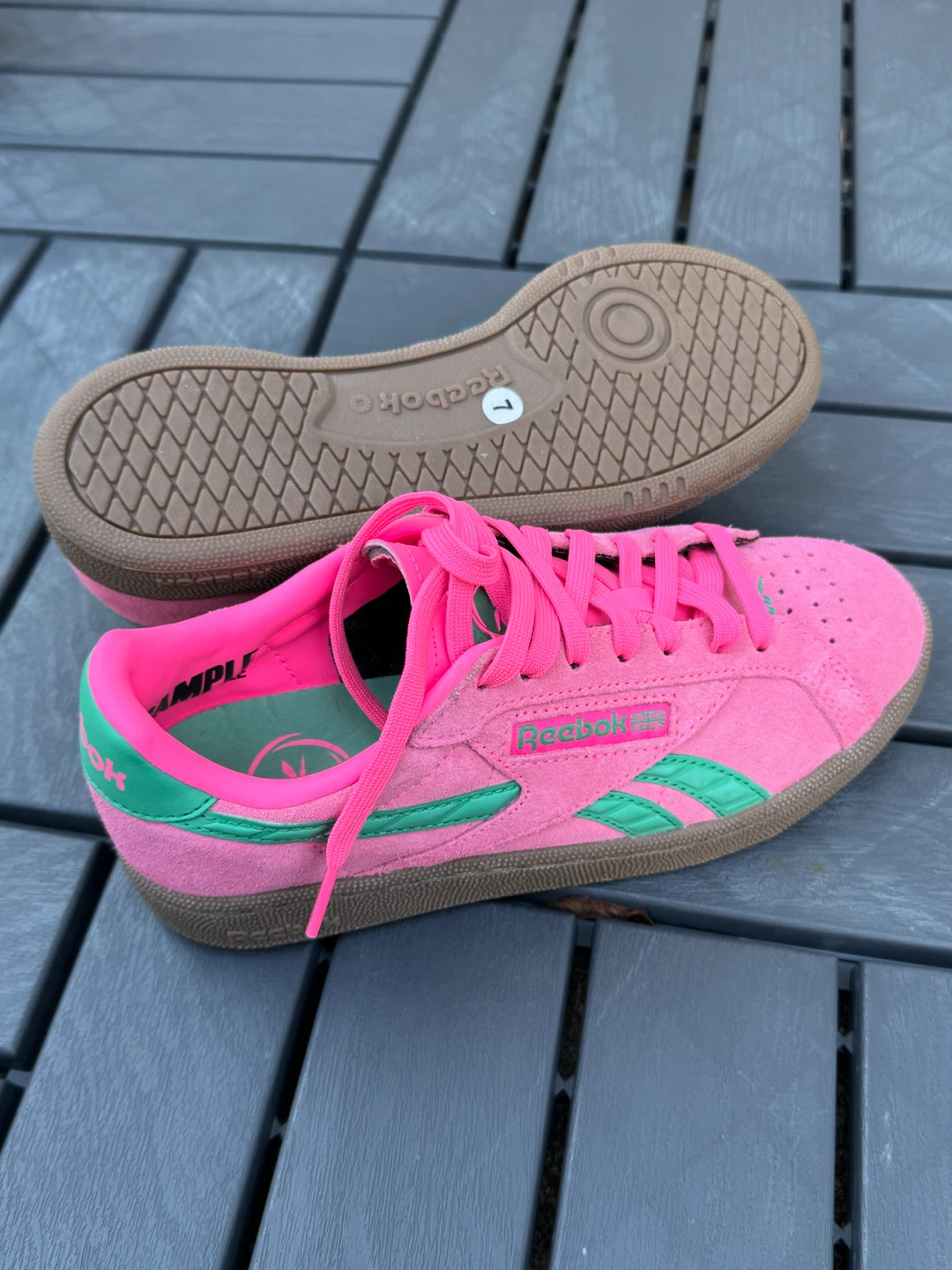 Reebok Pink Green Suede Sneakers - photo 4