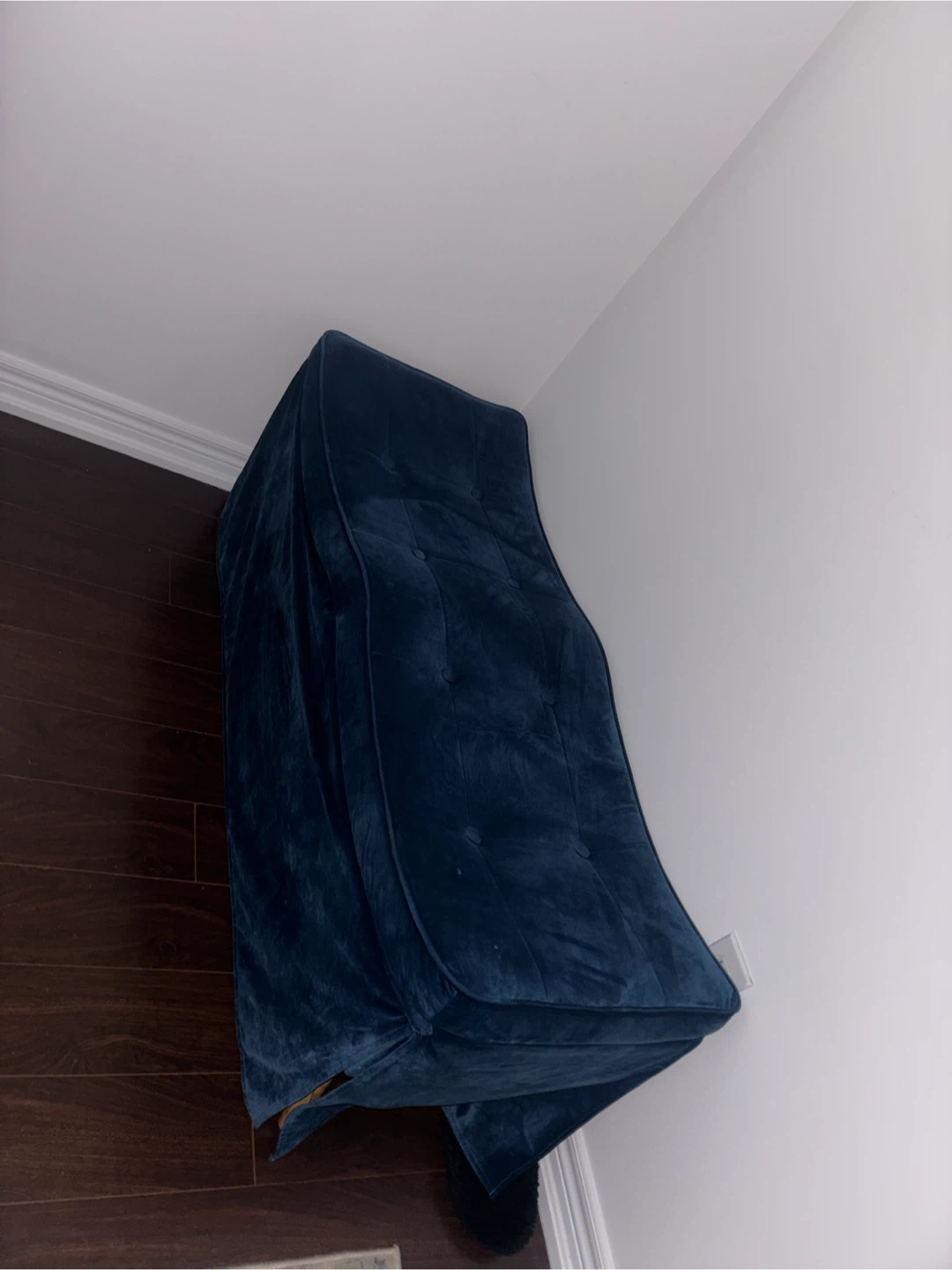 Dark Blue Velvet Accent Bench