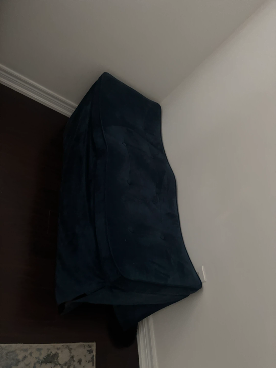 Dark Blue Velvet Accent Bench - photo 2