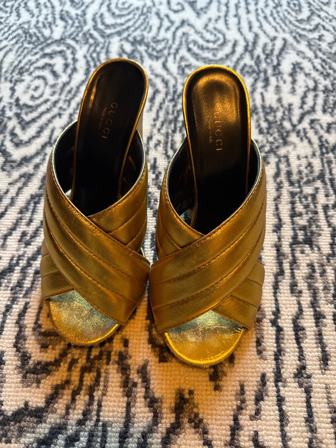 Gucci Gold Metallic Mule Heels
