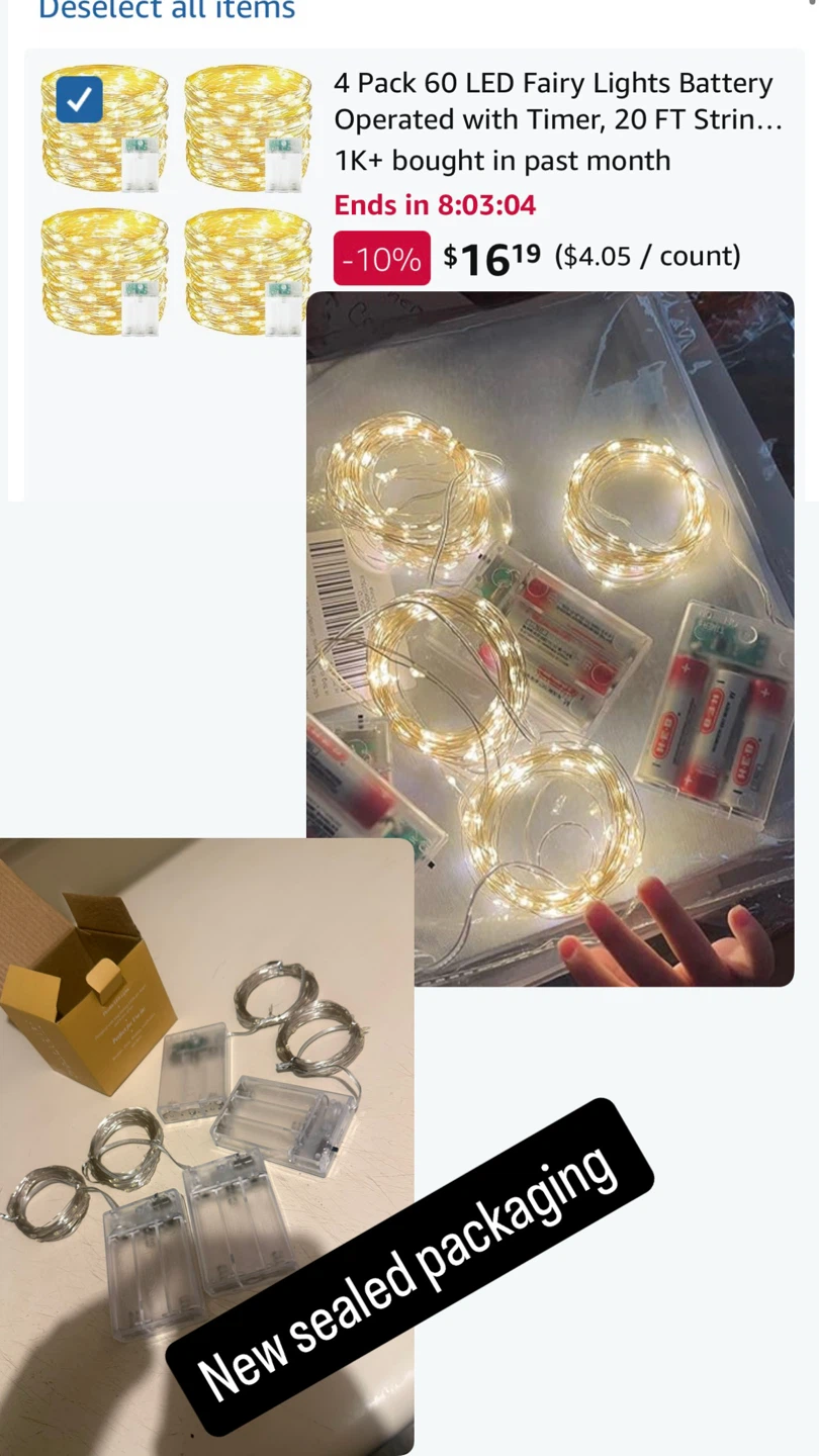 4 Pack LED Fairy Lights Battery Operated 20 FT